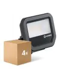 Voordeelpak 4x Ledvance LED Breedstraler Aluminium Zwart 8W 1100lm 100D - 830 Warm Wit | IP66 - Symmetrisch